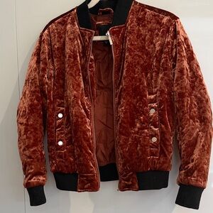 Collection B Velvet Bomber Jacket in Rich Rust